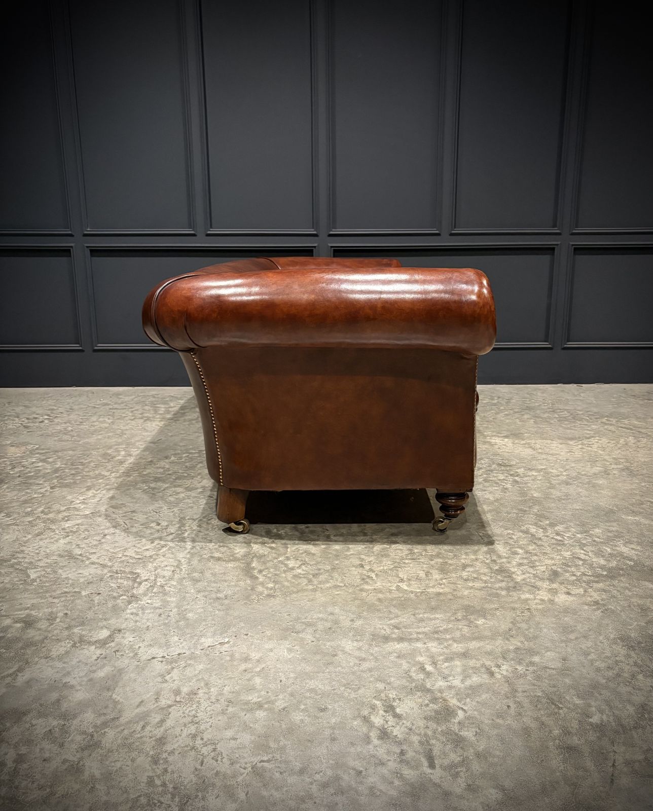 photo furniture Genuine Victorian Brown Leather Sofa
