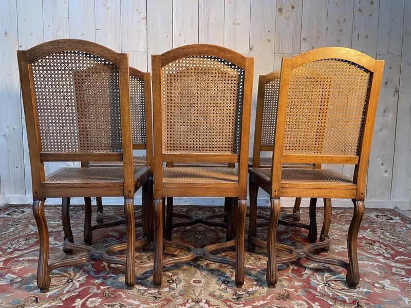 Suite De 6 Chaises Style Louis XIV En Cannage photo buy