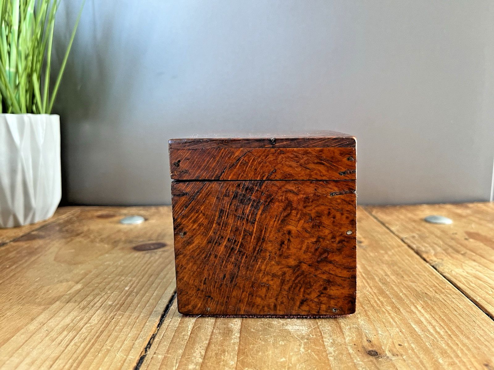 Antique Art Deco Thuya Burr Wood Tea Caddy Jewellery Cigarette Pen Box Desk Tidy photo 75.0