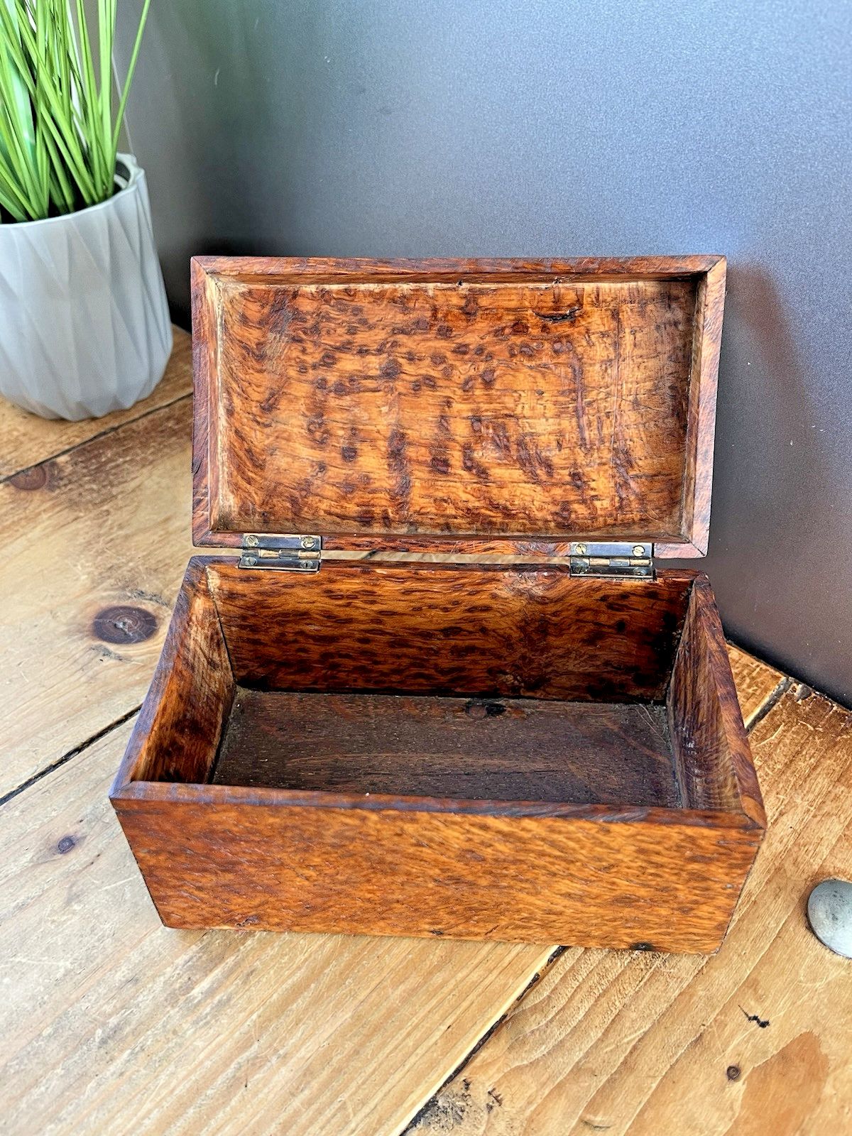 Antique Art Deco Thuya Burr Wood Tea Caddy Jewellery Cigarette Pen Box Desk Tidy photo buy