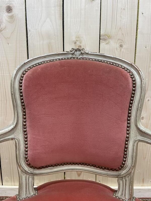 Fauteuil Cabriolet De Style Louis XV En Velours Rose photo Furniture