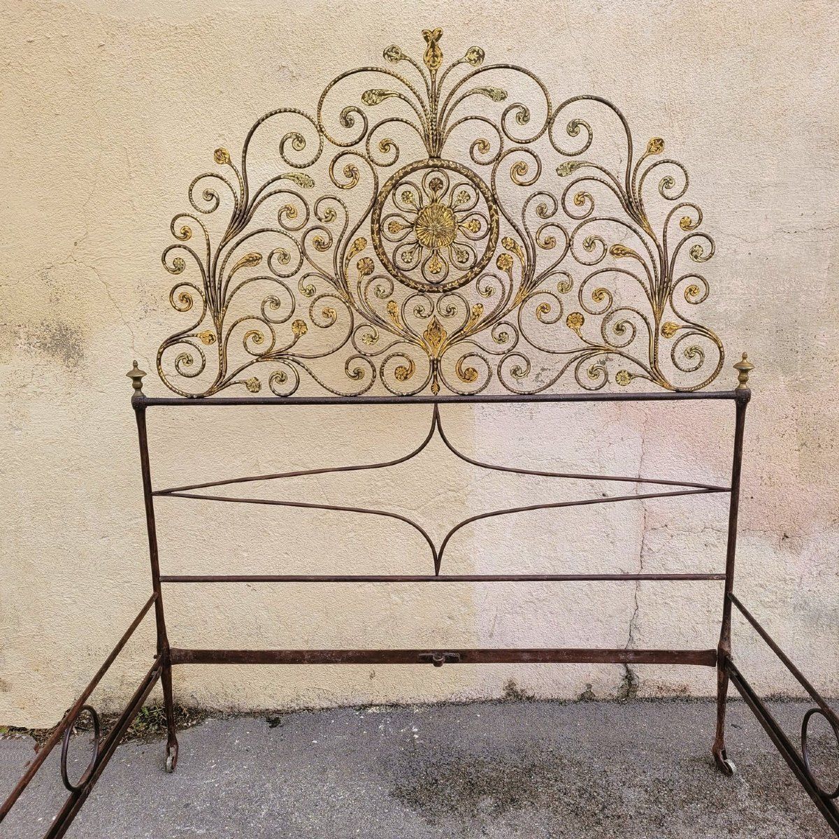 Genoese Bed In Painted Iron, Width 145cm, Early 19th Century photo furniture
