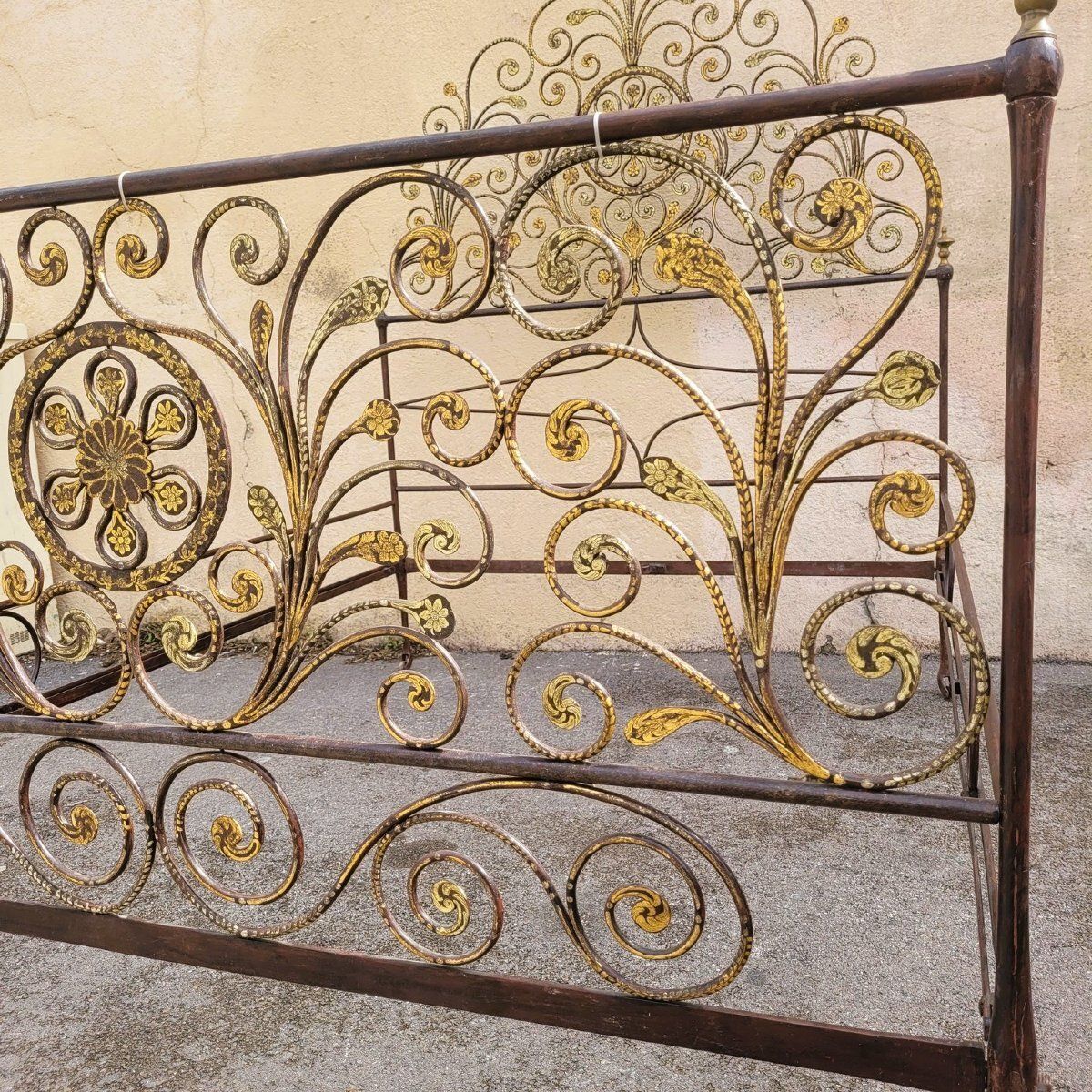 photo for sale Genoese Bed In Painted Iron, Width 145cm, Early 19th Century
