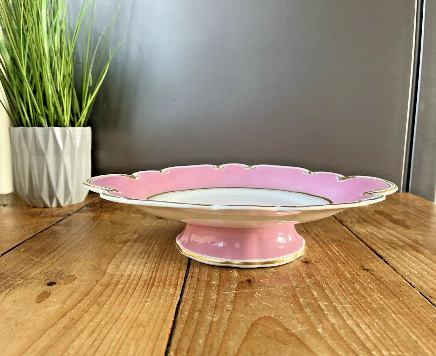 Antique 19th C George Grainger Worcester Porcelain Pink Gilded Tazza Cake Stand photo buy