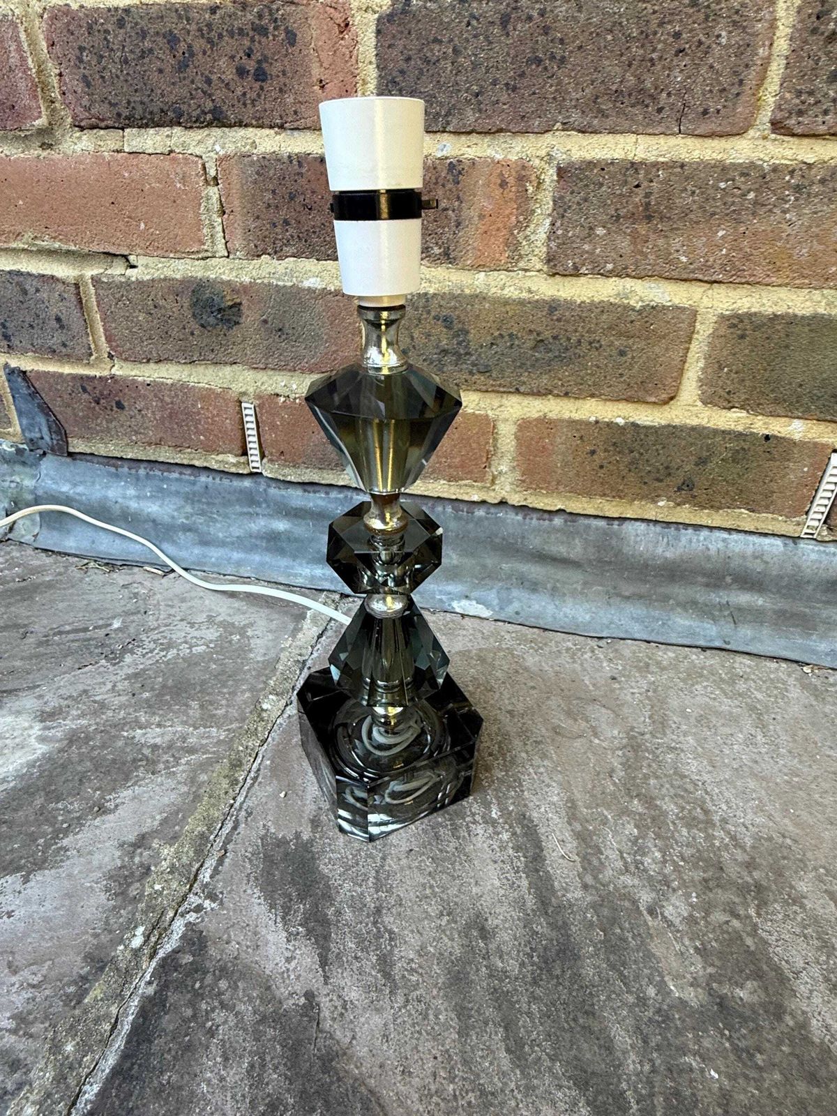 Retro Vintage Cut Glass Grey European Vintage Lamp   Working photo 78.0
