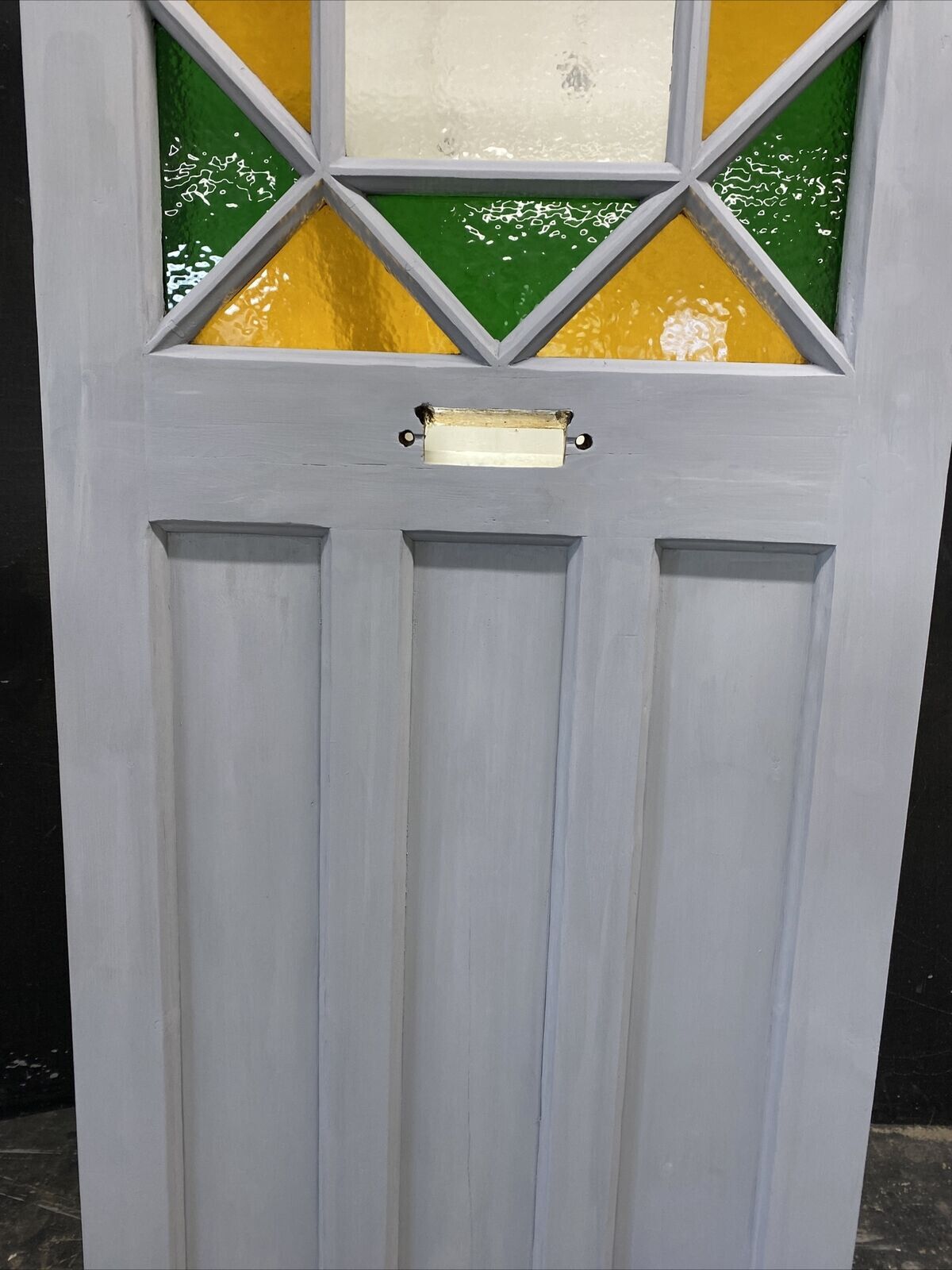 Art Deco Stained Glass Front Door Antique Period Reclaimed Old 20s 30s Pine Wood photo Home Fixtures