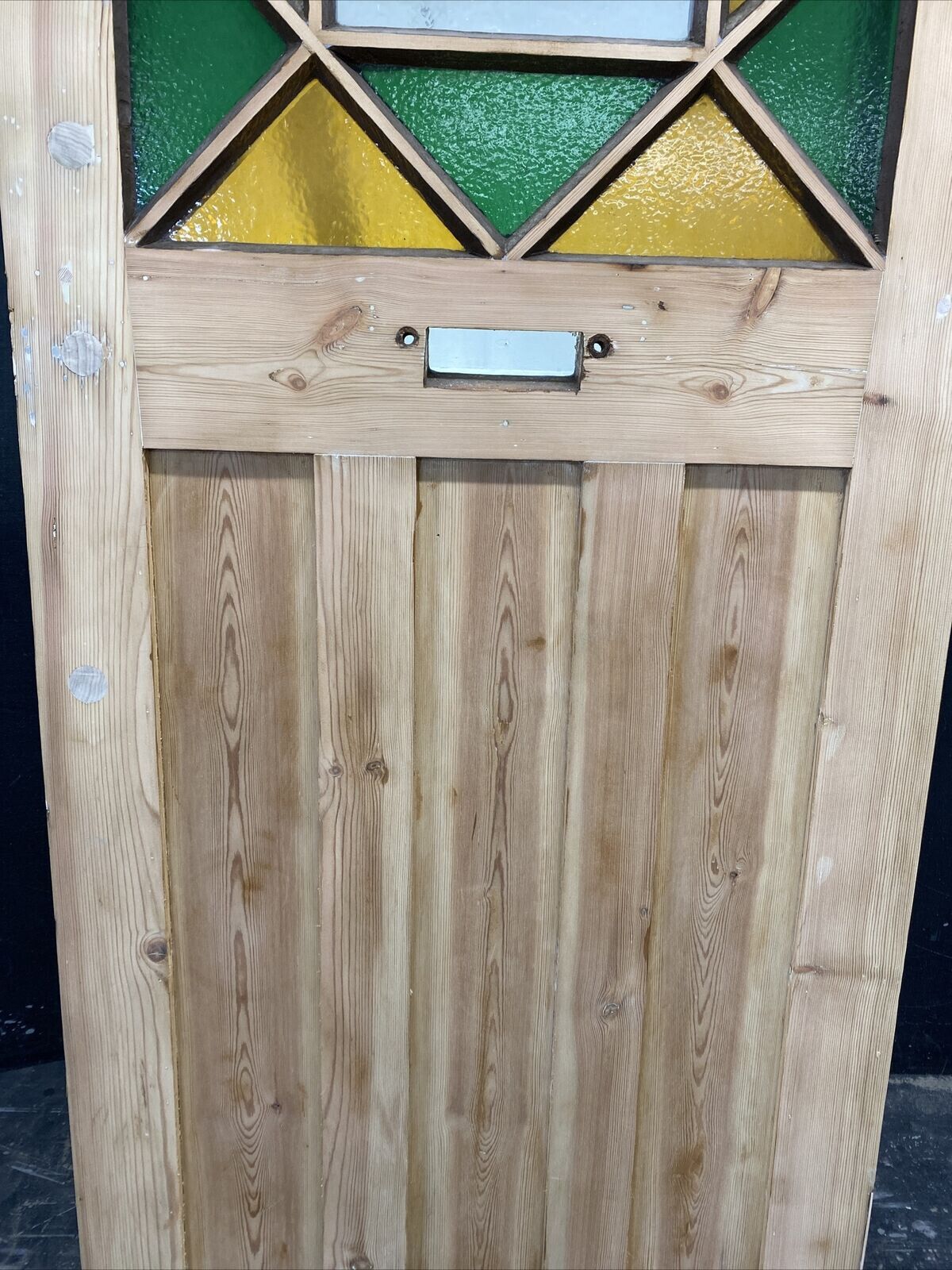 photo for sale Art Deco Stained Glass Front Door Antique Period Reclaimed Old 20s 30s Pine Wood