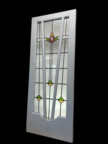 Art Deco Stained Glass Door Antique  Reclaimed Period Internal Vestibule Refurb photo vintage