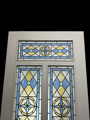 Victorian Stained Glass Front Door Antique Period Reclaimed Wooden Refurbished photo furniture