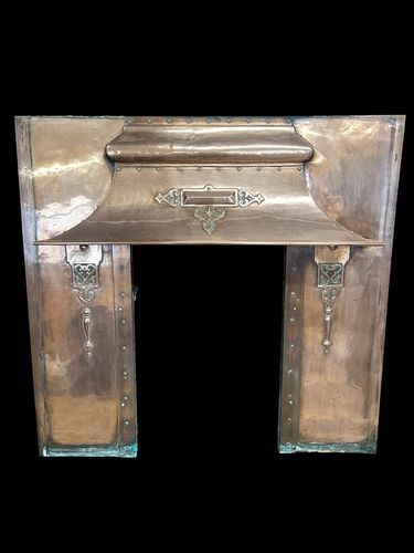 Antique Copper Fireplace Surround Art Nouveau Victorian Period Reclaimed Insert