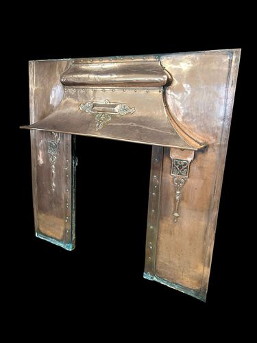 Antique Copper Fireplace Surround Art Nouveau Victorian Period Reclaimed Insert photo for sale