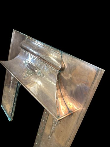 Antique Copper Fireplace Surround Art Nouveau Victorian Period Reclaimed Insert photo vinterior