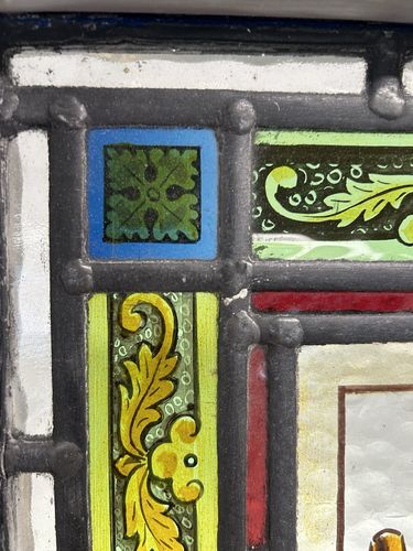 photo buy Rare Victorian Hand Painted Stained Glass Front Door Antique Reclaimed Refurb