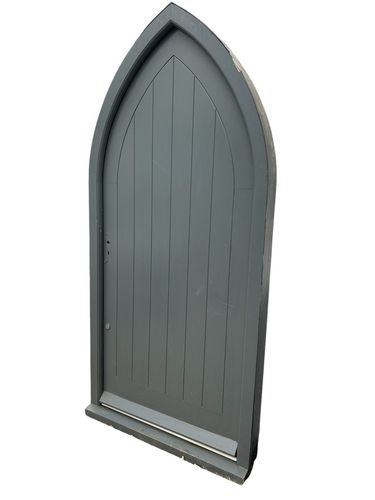 Arched Door And Frame Reclaimed Period Antique Red Grandis Hardwood Bespoke Wood photo vintage