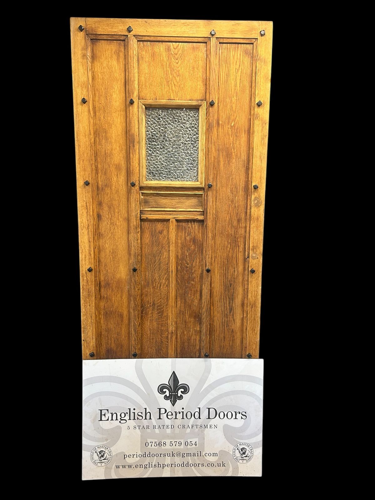 Solid Oak Front Door Antique Period Reclaimed Wooden Glazed Cast Iron Refurb photo furniture