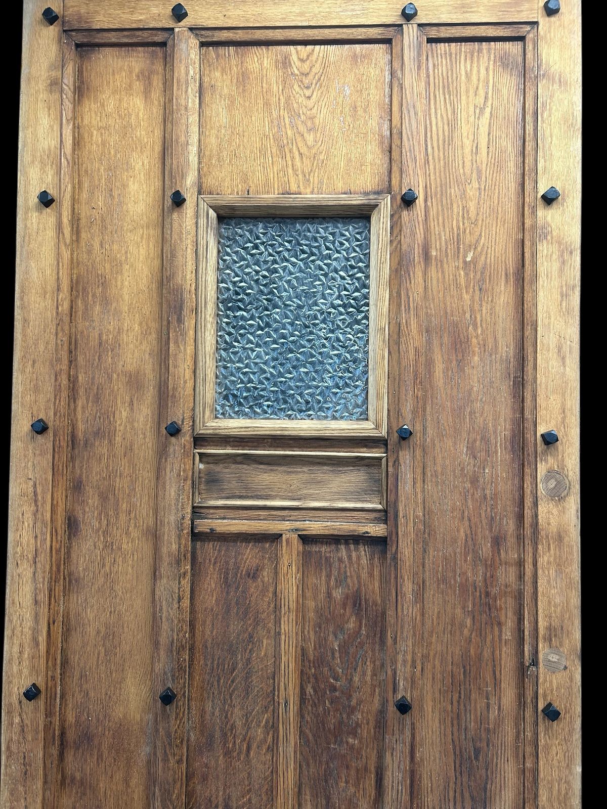 Solid Oak Front Door Antique Period Reclaimed Wooden Glazed Cast Iron Refurb photo Home Fixtures