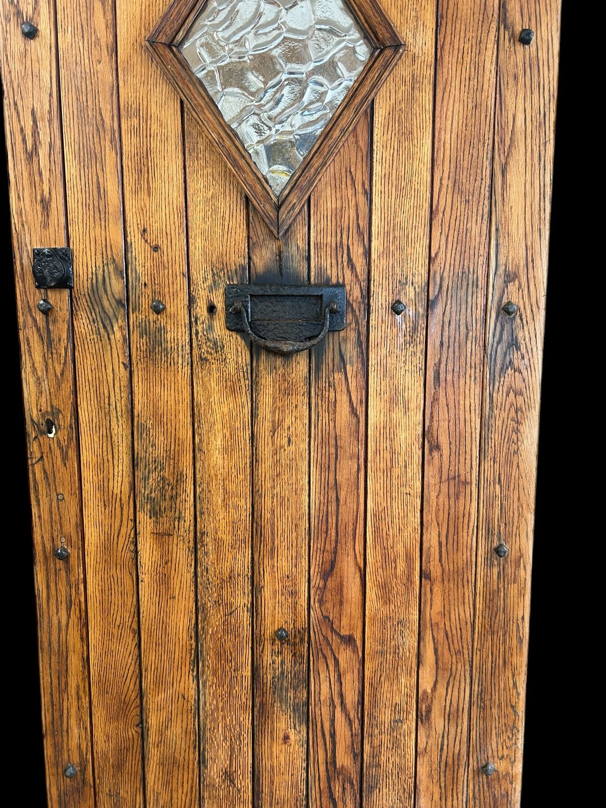 Solid Oak Front Door Antique Period Reclaimed Cottage Wooden Cast Iron Refurb photo vinterior