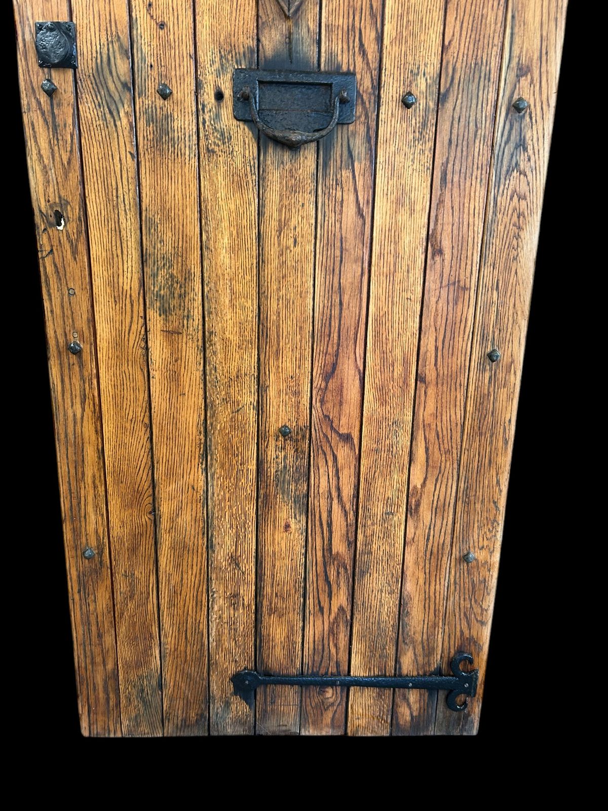 Solid Oak Front Door Antique Period Reclaimed Cottage Wooden Cast Iron Refurb photo buy
