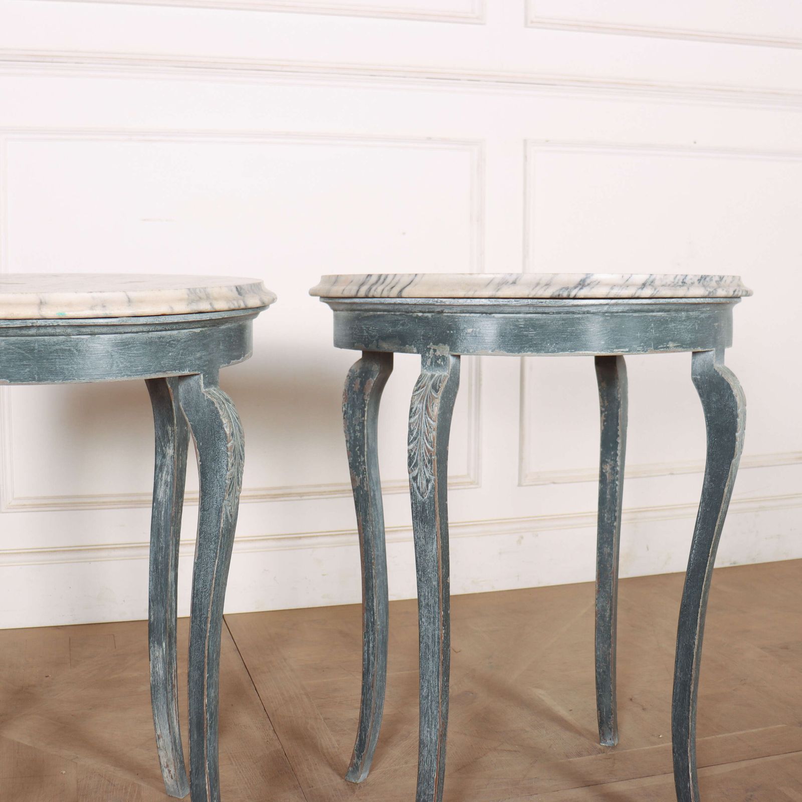 Pair Of French Marble Topped Lamp Tables photo for sale