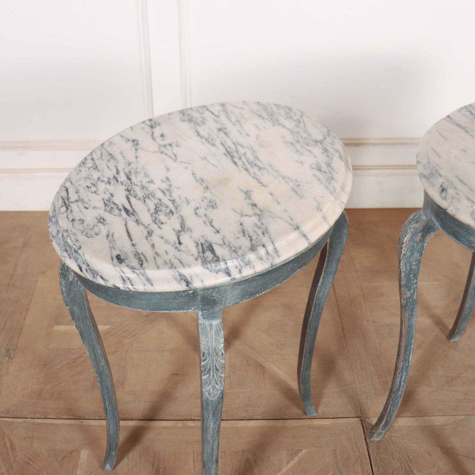 Pair Of French Marble Topped Lamp Tables photo vintage