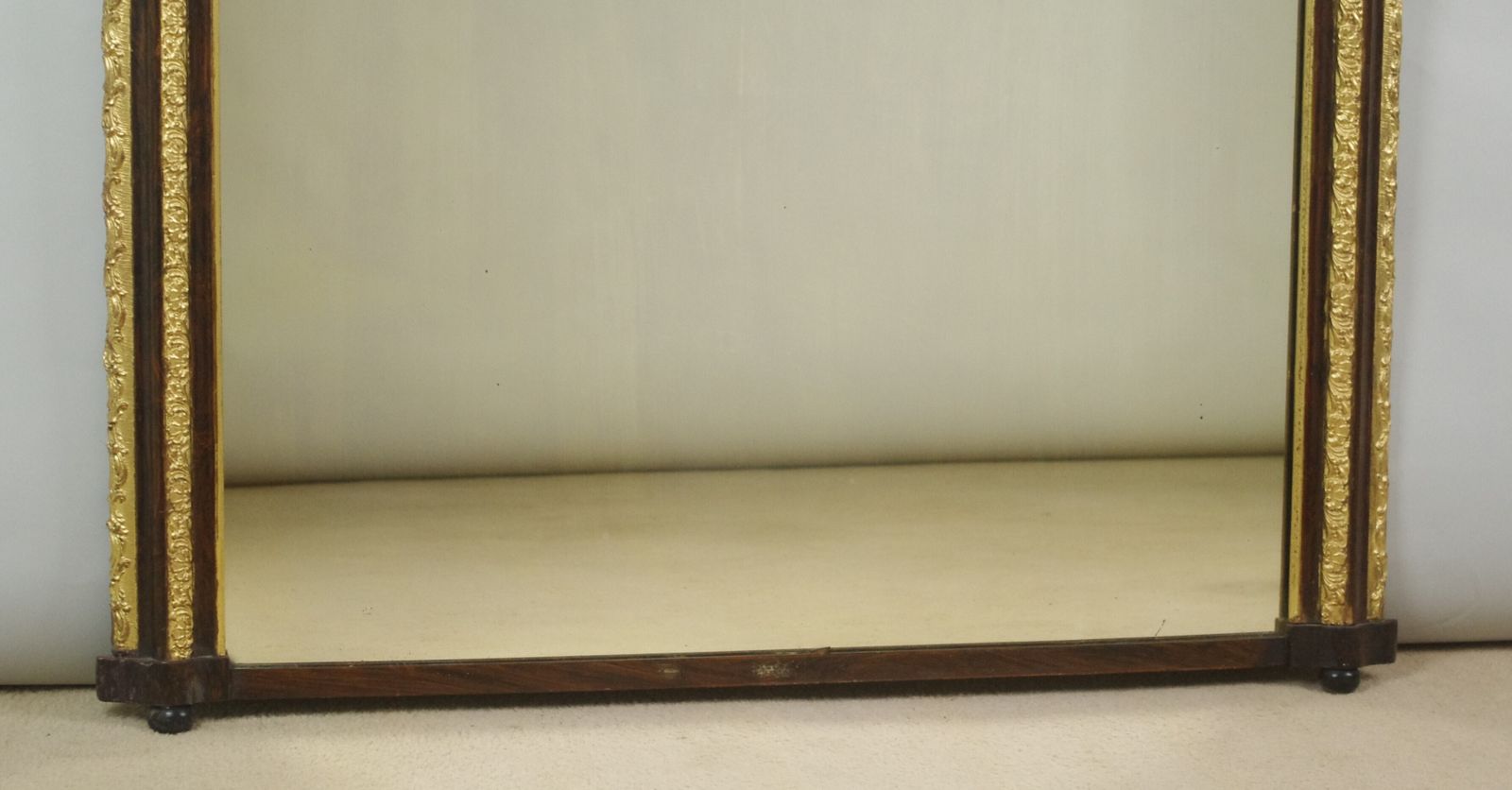 Victorian Simulated Wood And Parcel Gilt Arch Top Overmantle Mirror photo vintage