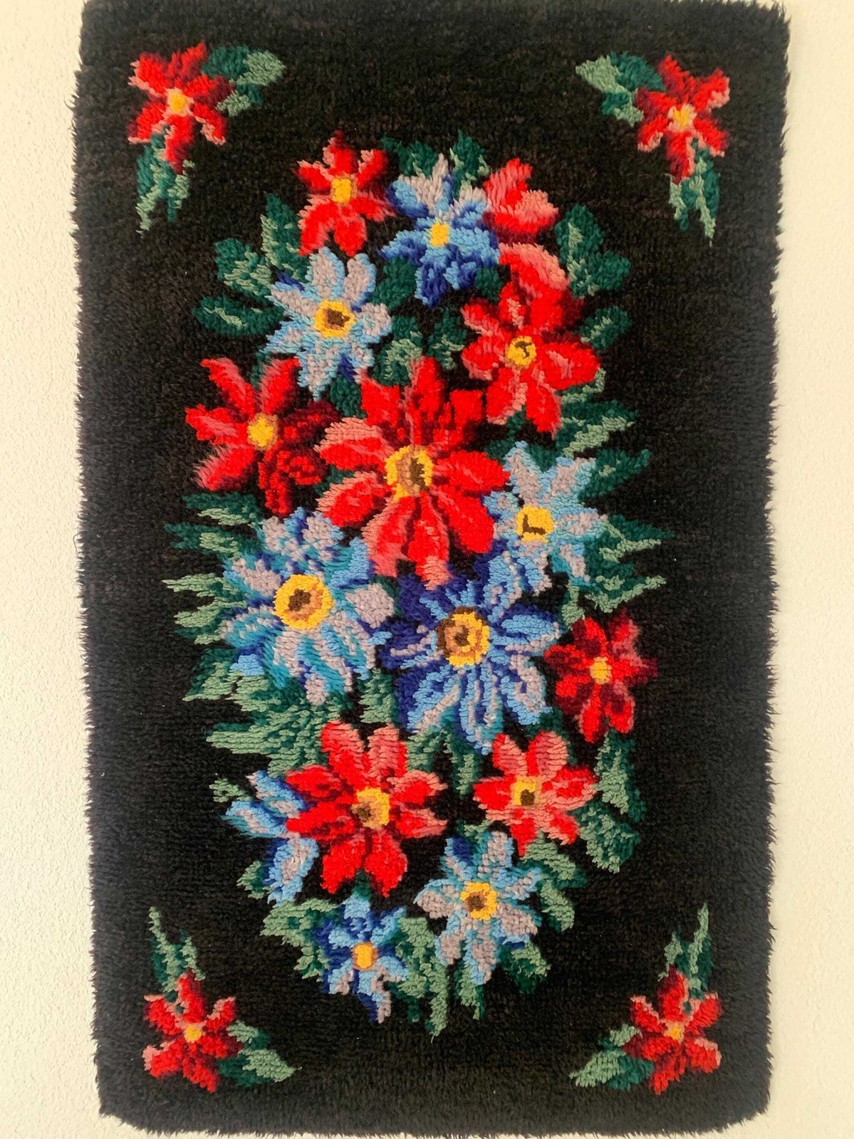 Wall Tapestry | Smyrna Wall Hanging | Hand Knotted Tapestry | 70s Wall Hanging | Midcentury Decor | Flower Lovers | Flower Wall Hanging photo furniture