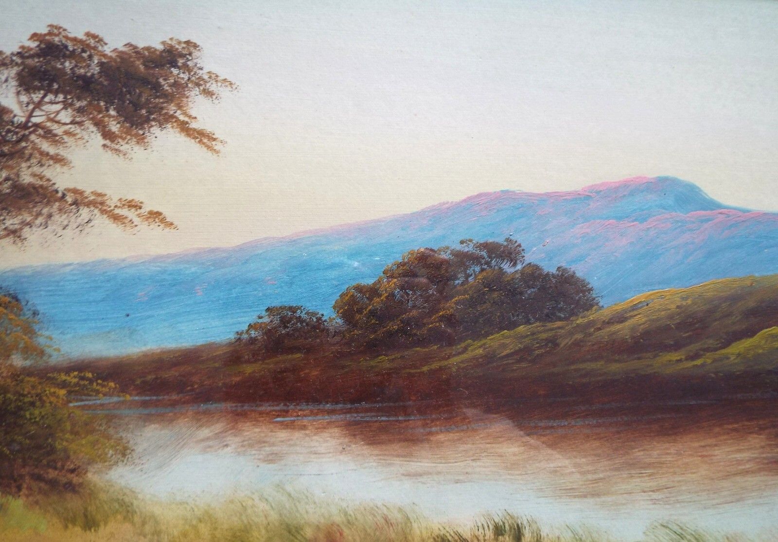 Antique Victorian Scotland Mountain River Landscape Original Oil Painting Framed photo 190.0