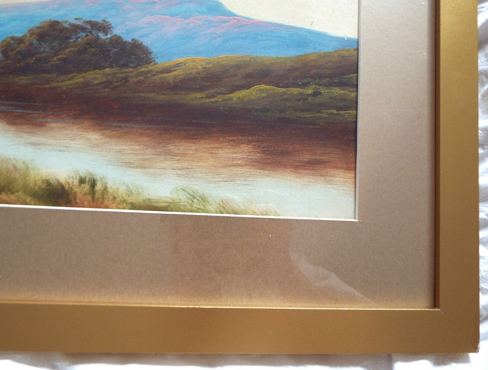 Antique Victorian Scotland Mountain River Landscape Original Oil Painting Framed photo vinterior