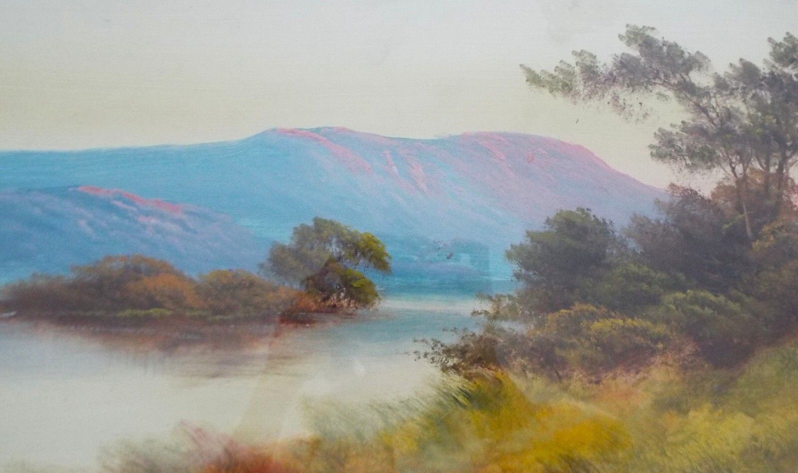 Antique Victorian Scotland Mountain River Landscape Original Oil Painting Framed photo for sale