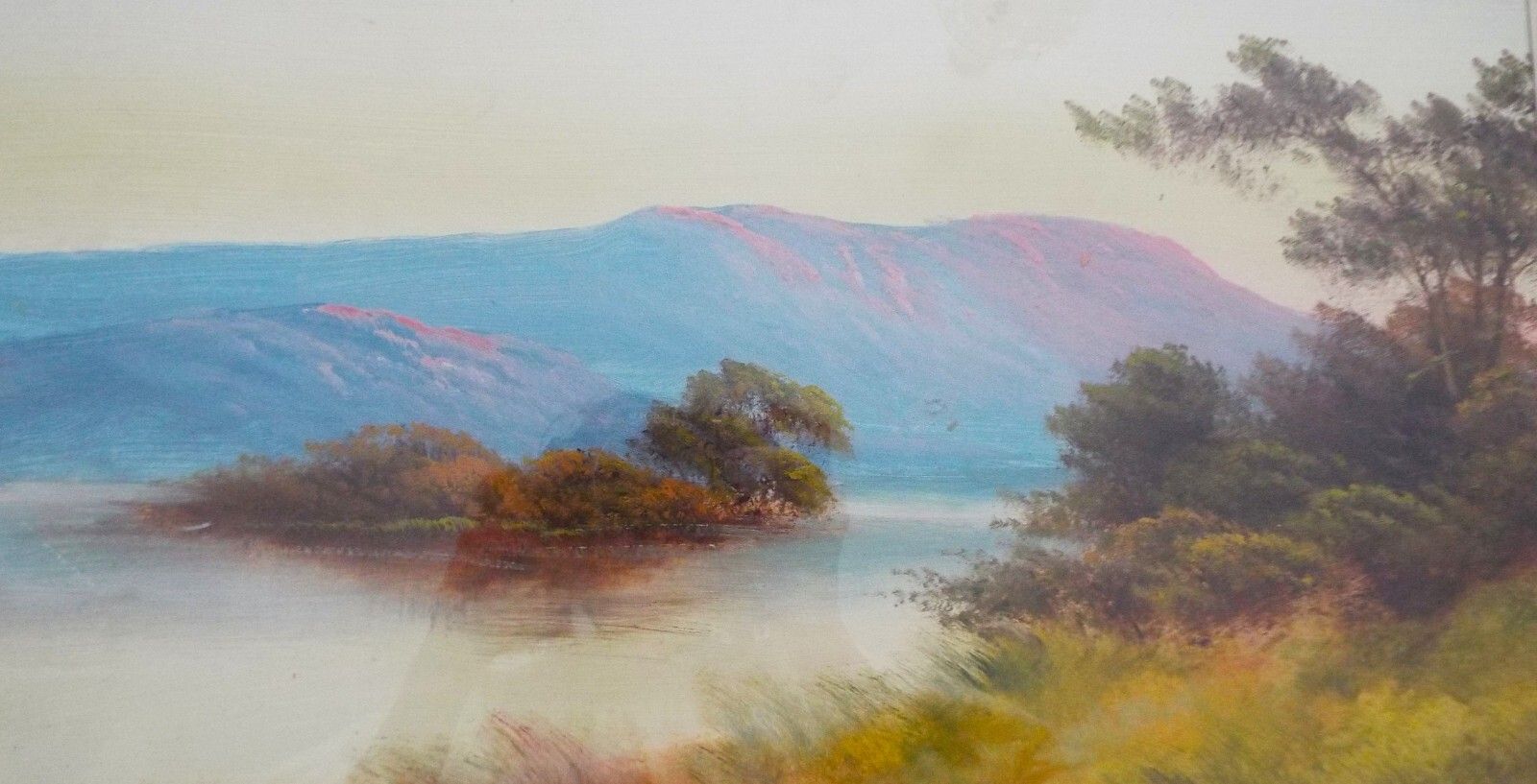 Antique Victorian Scotland Mountain River Landscape Original Oil Painting Framed photo Art