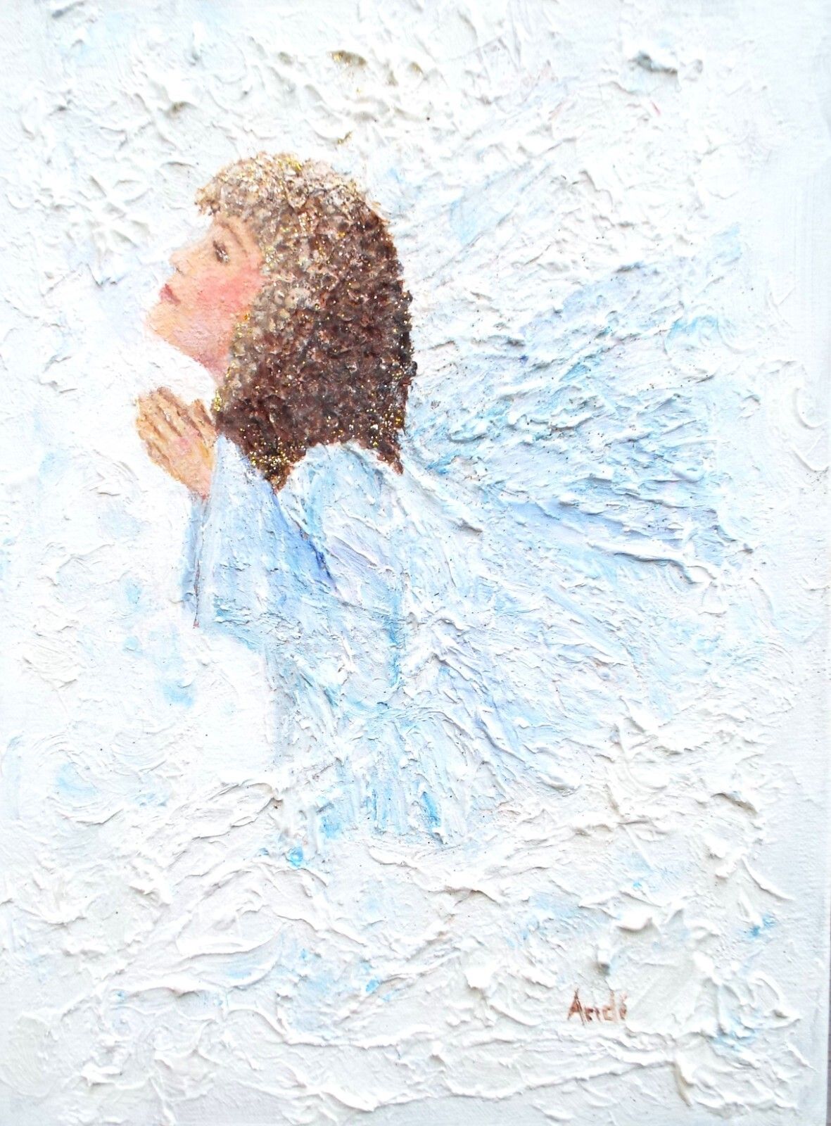 Heavenly Guardian Angel In The Clouds Original  Framed Painting Andi J Lucas photo furniture