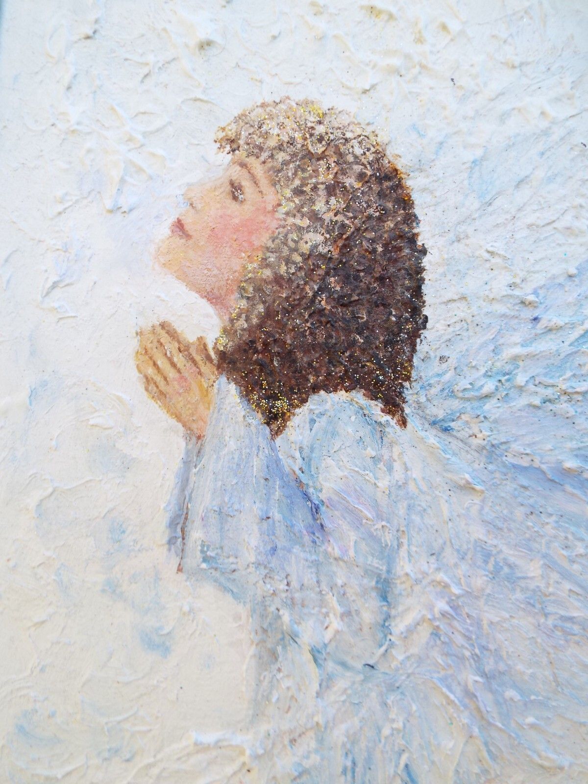 Heavenly Guardian Angel In The Clouds Original  Framed Painting Andi J Lucas photo buy