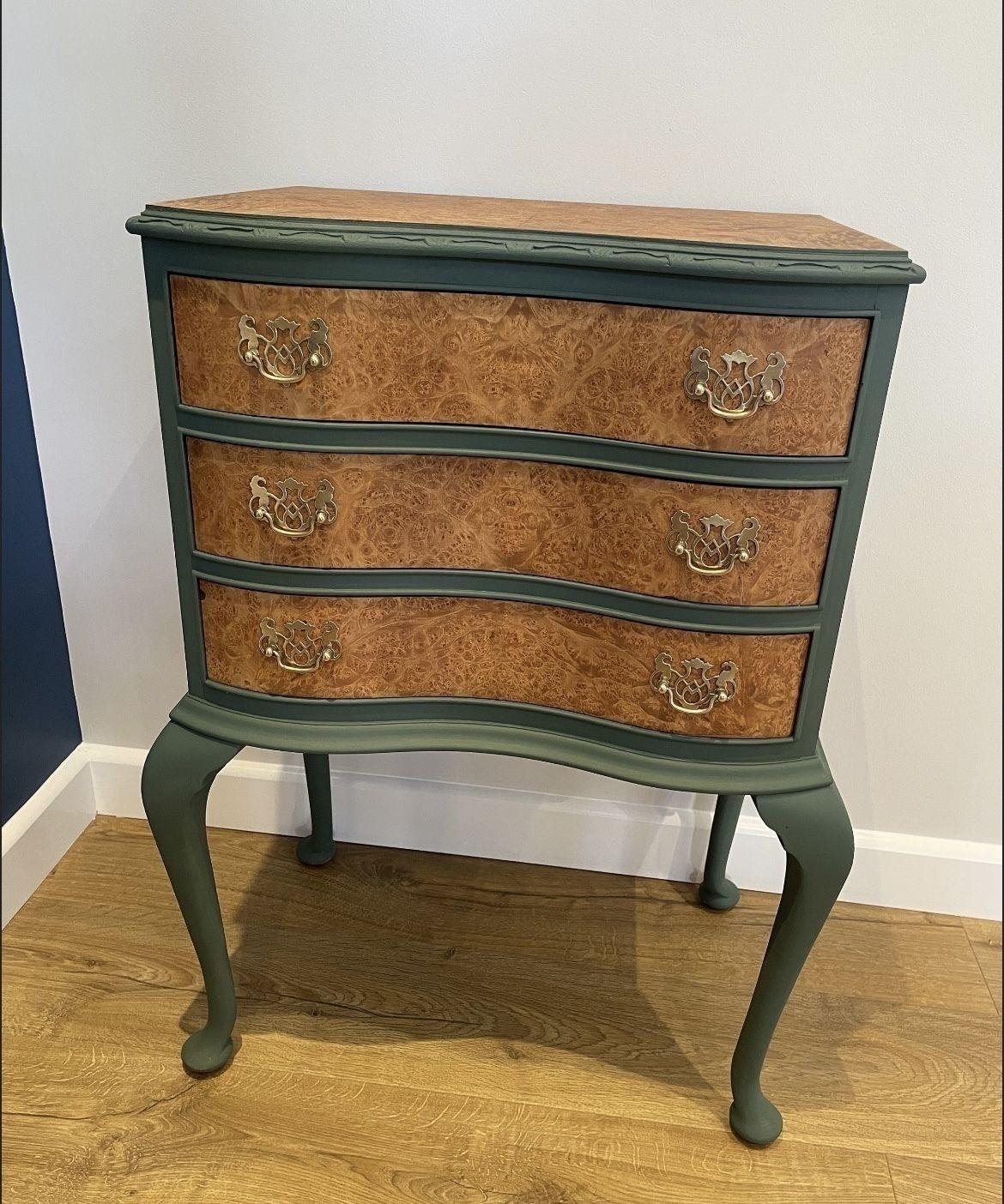 Walnut Chest Of Drawers Upcycled In Smokey Green