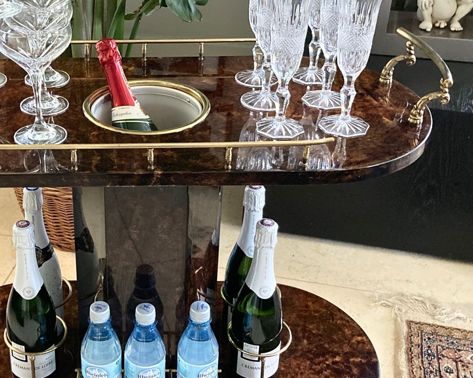 Aldo Tura Bar Cart | And Champagne Cooler | Italy 1930   1950 photo for sale
