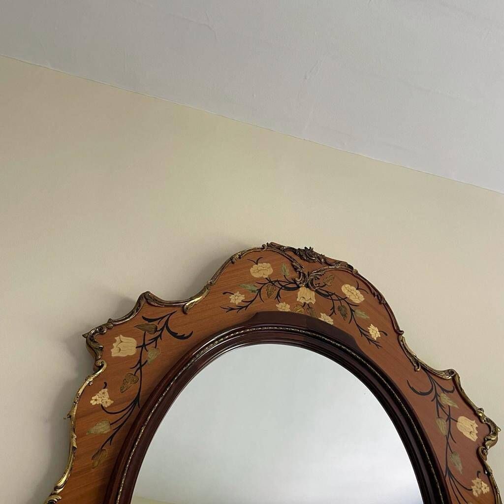 Beautiful Mid Century Modern Floral Mirror By Soriano R Espana In The Dutch Style photo for sale
