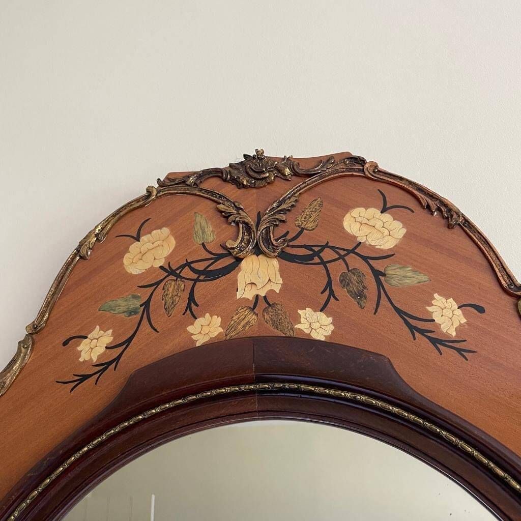 Beautiful Mid Century Modern Floral Mirror By Soriano R Espana In The Dutch Style photo vinterior