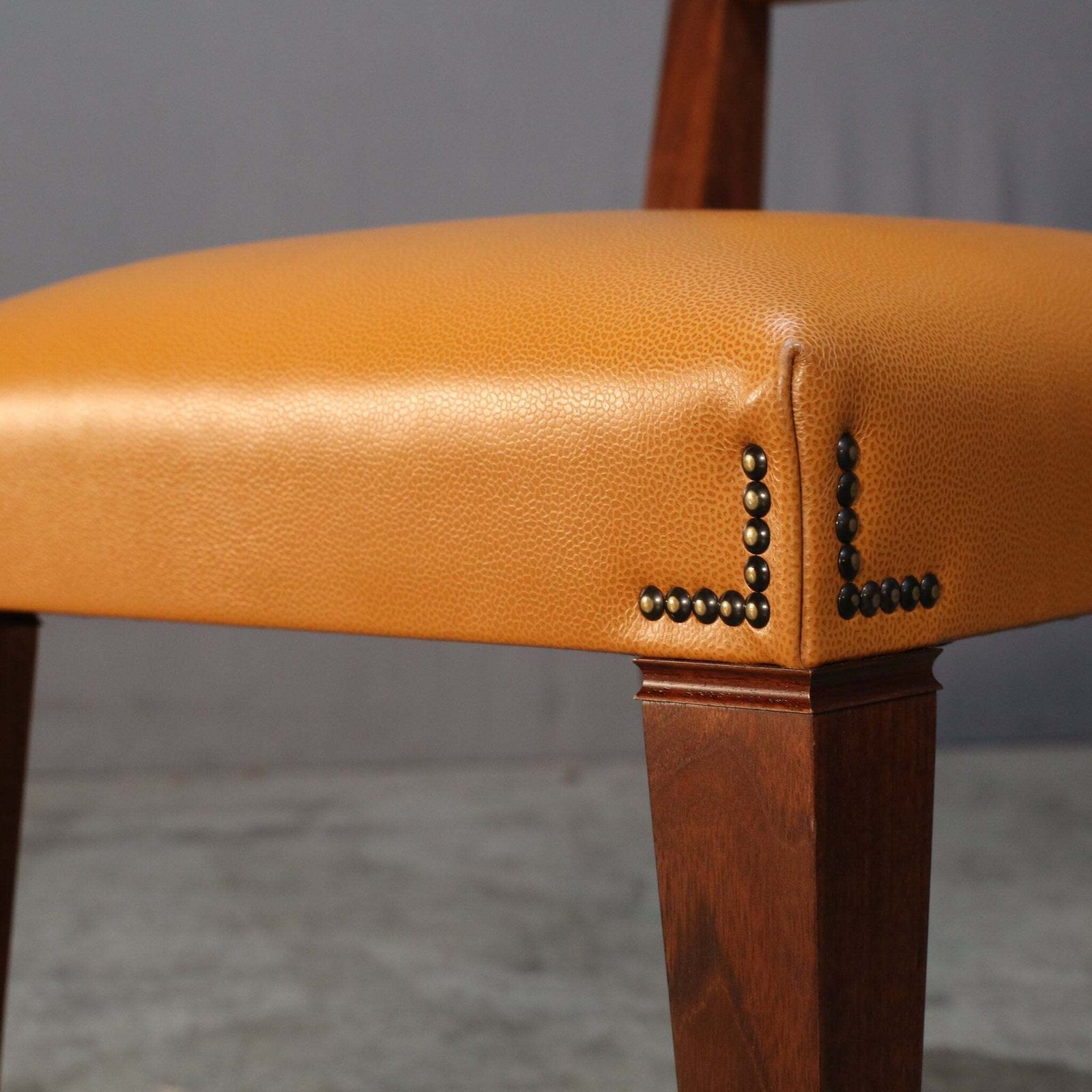 Furniture Caramel Brown Leather Chair, Set Of Eight photo