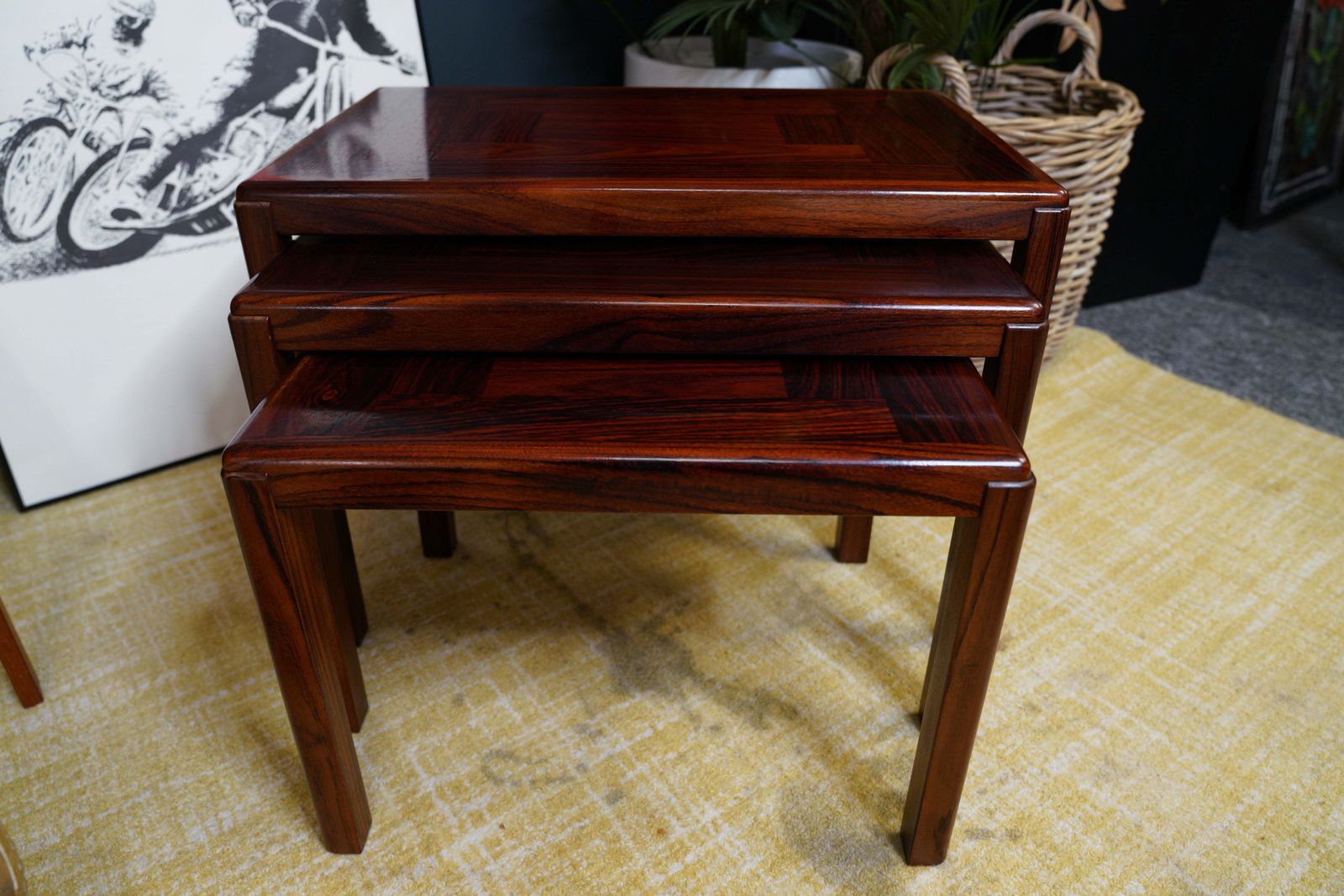 photo for sale Danish Mid Century Rosewood Nest Of Tables By Vejle Stole Möbelfabrik, Denmark, 1960s – Set Of 3