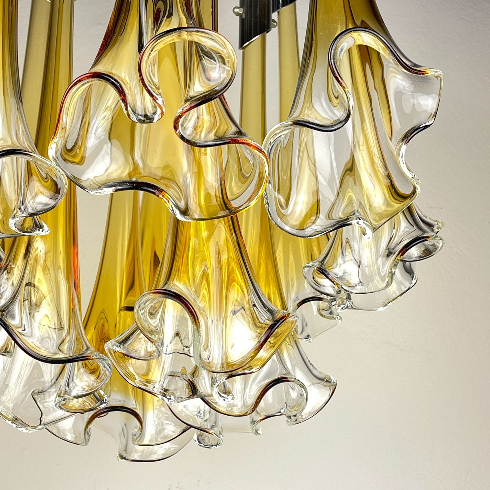 Original Murano Chandelier Calla Lily By Venini, Italy 1960s photo vintage