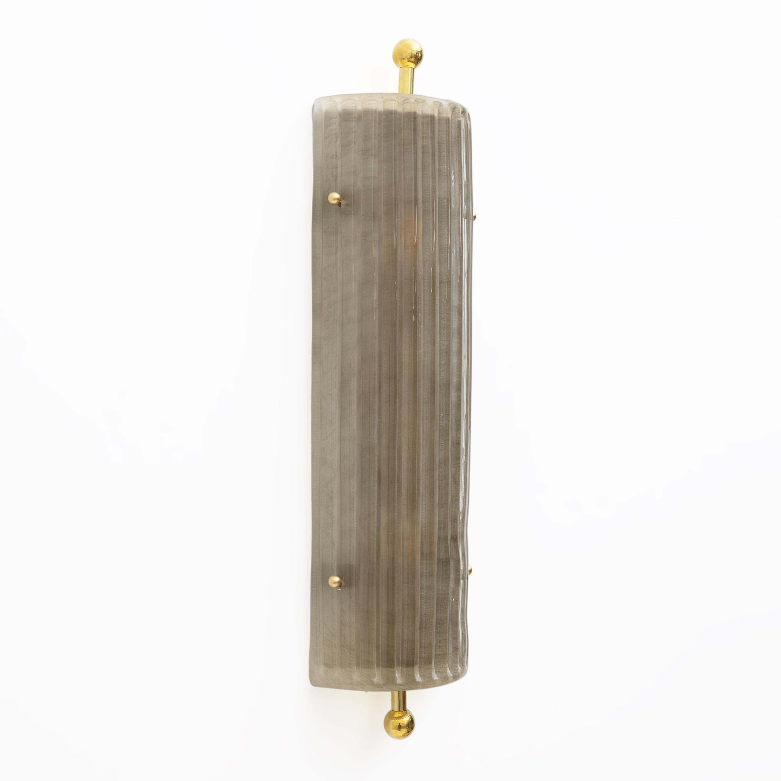 Pair Of Art Deco Style Smoked Murano Glass And Brass Sconces photo 2186.0
