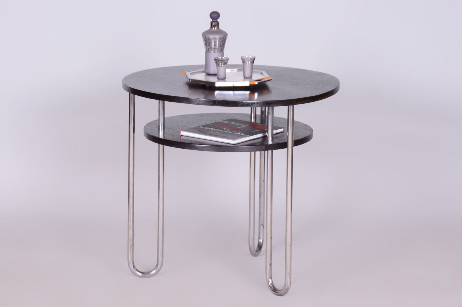 Restored Bauhaus Coffee Table, By Marcel Breuer, Chrome, Oak, Germany, 1930s photo vinterior