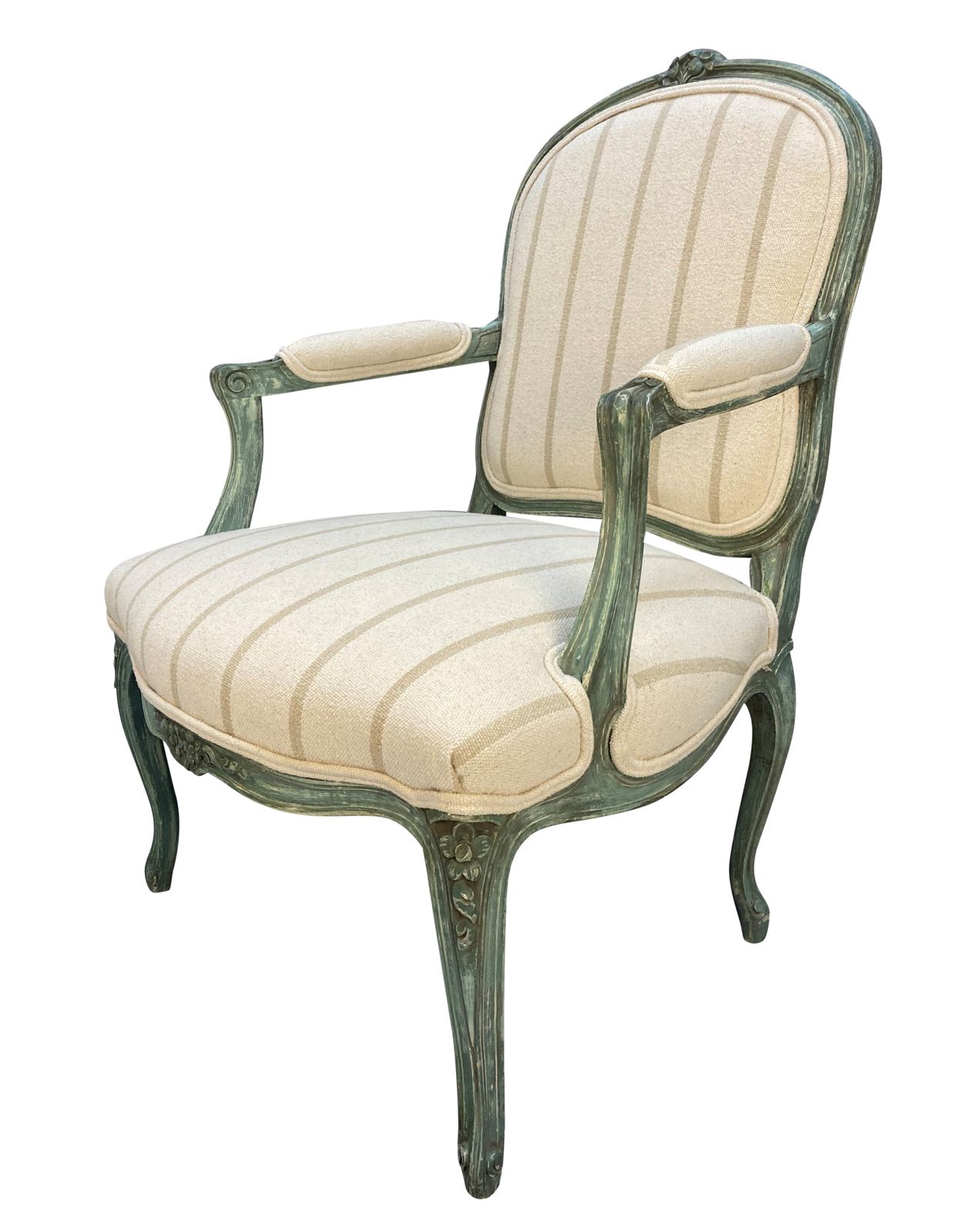 A Pair Of Painted Louis XV Style Armchairs photo for sale