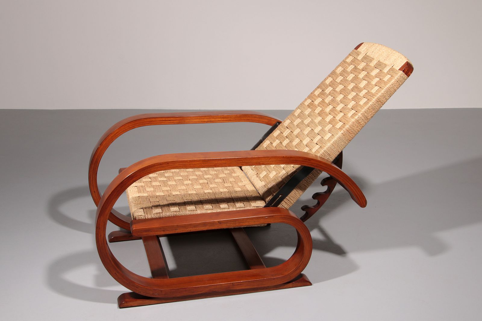 An Exceptionally Rare Mahogany Recliner Crafted In Italy During The 1950s" photo Furniture