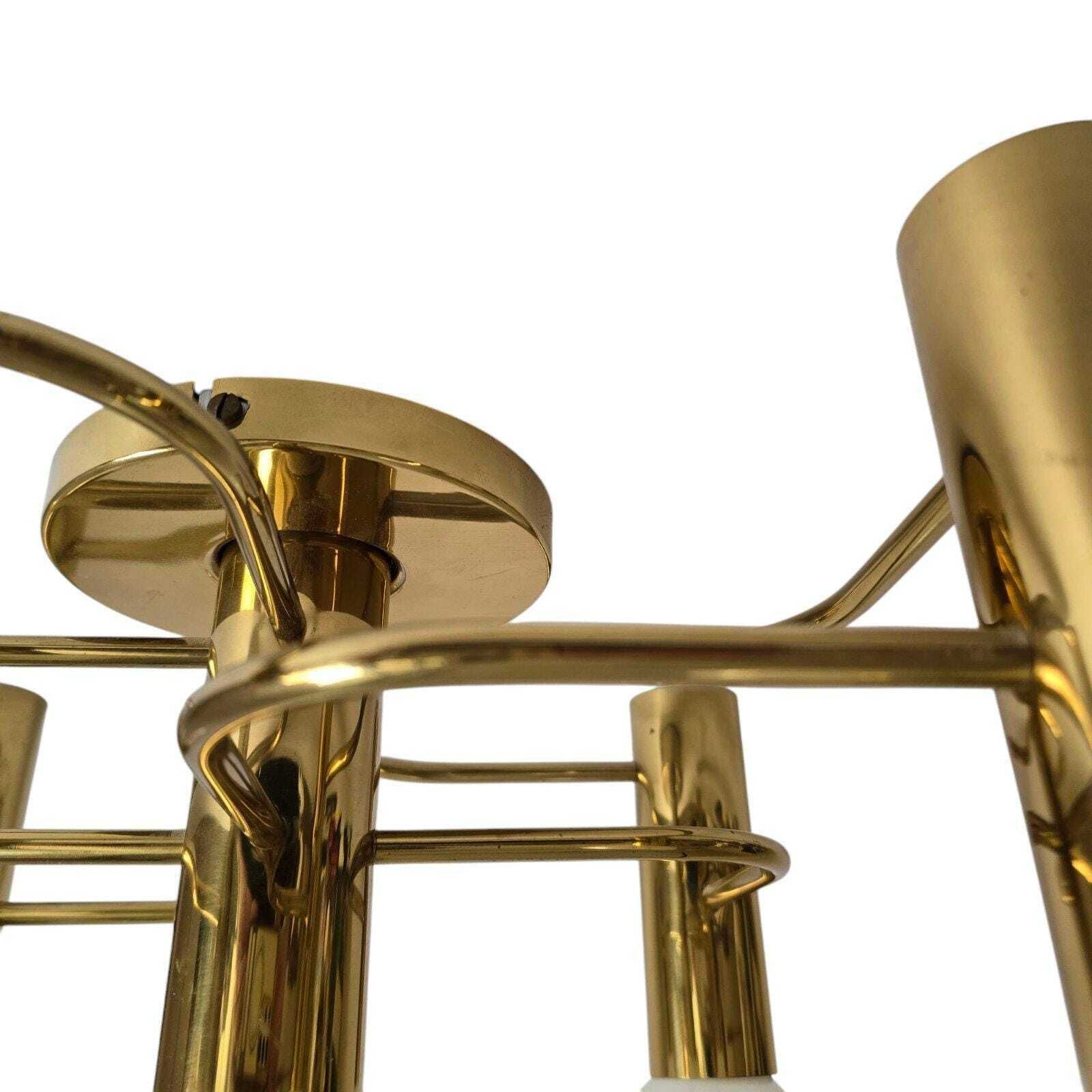 Vintage Mid Century Modern Brass Ceiling Lamp Leola Flushmount By Sciolari, Germany, 1970s photo vinterior