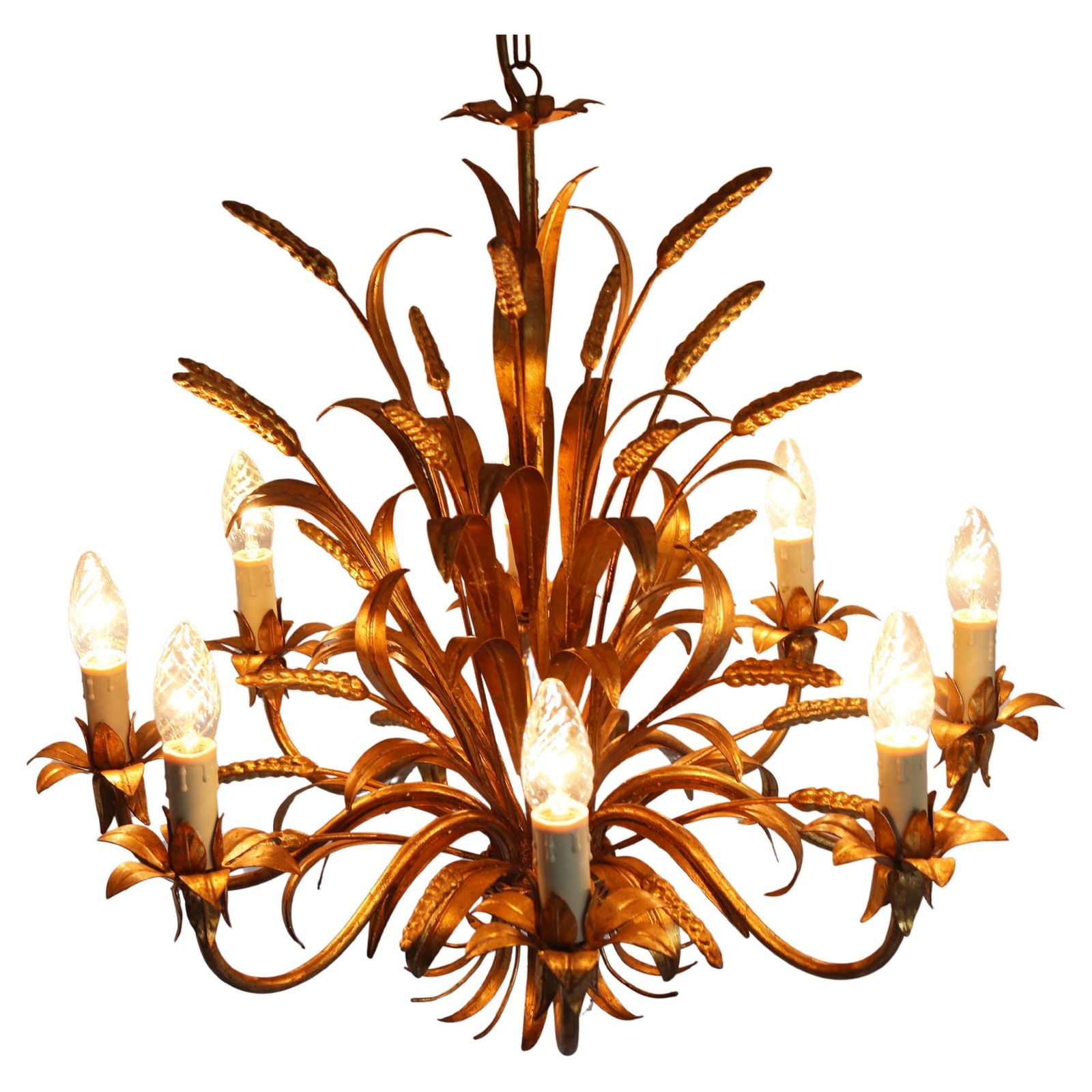 Rare Large Hans Kögl 1970 ''Cheaf Of Wheat'' Holywood Regency Chandelier 8 Arms