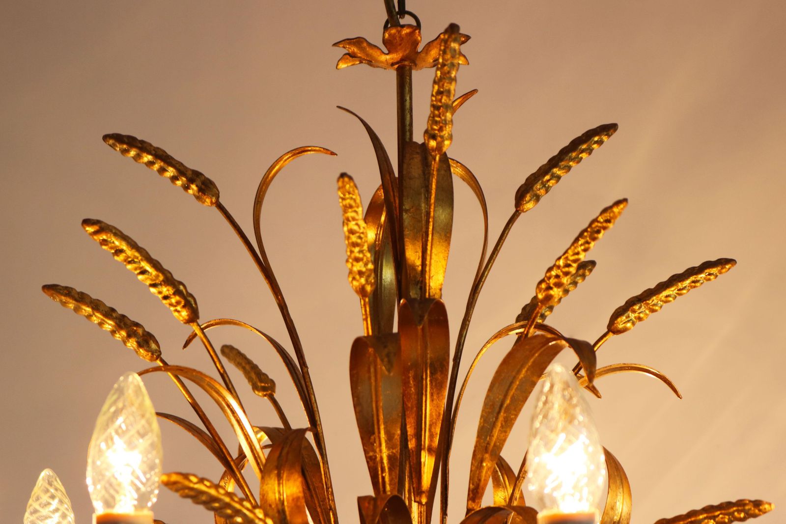Rare Large Hans Kögl 1970 ''Cheaf Of Wheat'' Holywood Regency Chandelier 8 Arms photo for sale