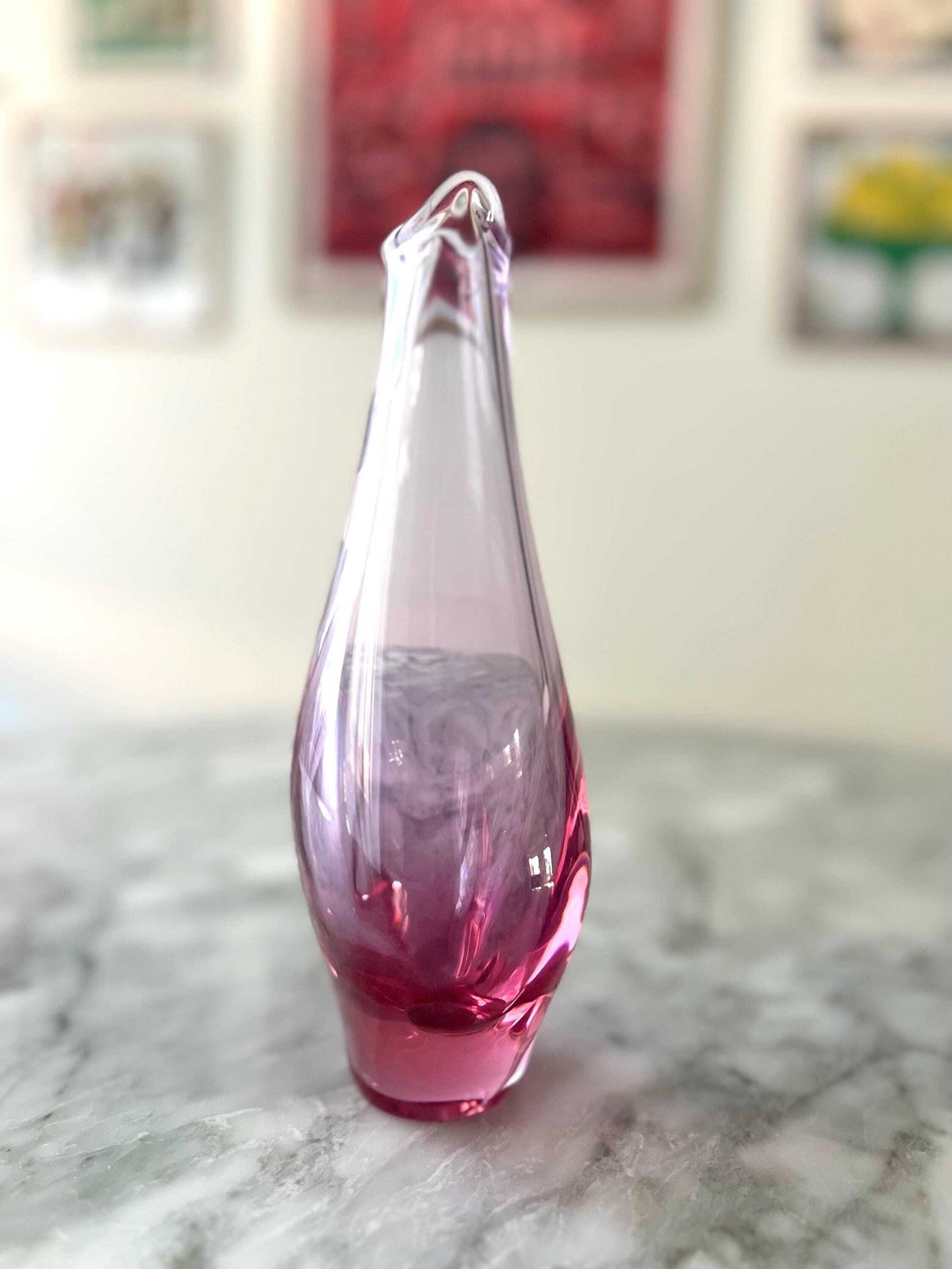 Pink Alexandrite Glass Vase With Etched Tulips   Zelezny Brod Sklo Vase   Neodymium Glass Vase   Zbs Sklo Union photo vinterior
