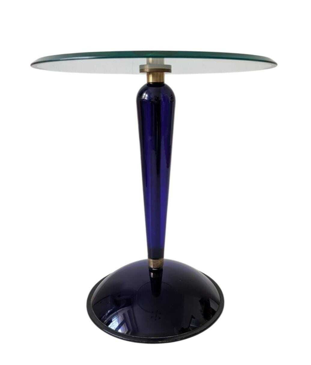 Vintage Rare Mid Century Modern Murano Glass Cobalt Side Table Made In Italy photo 485.0