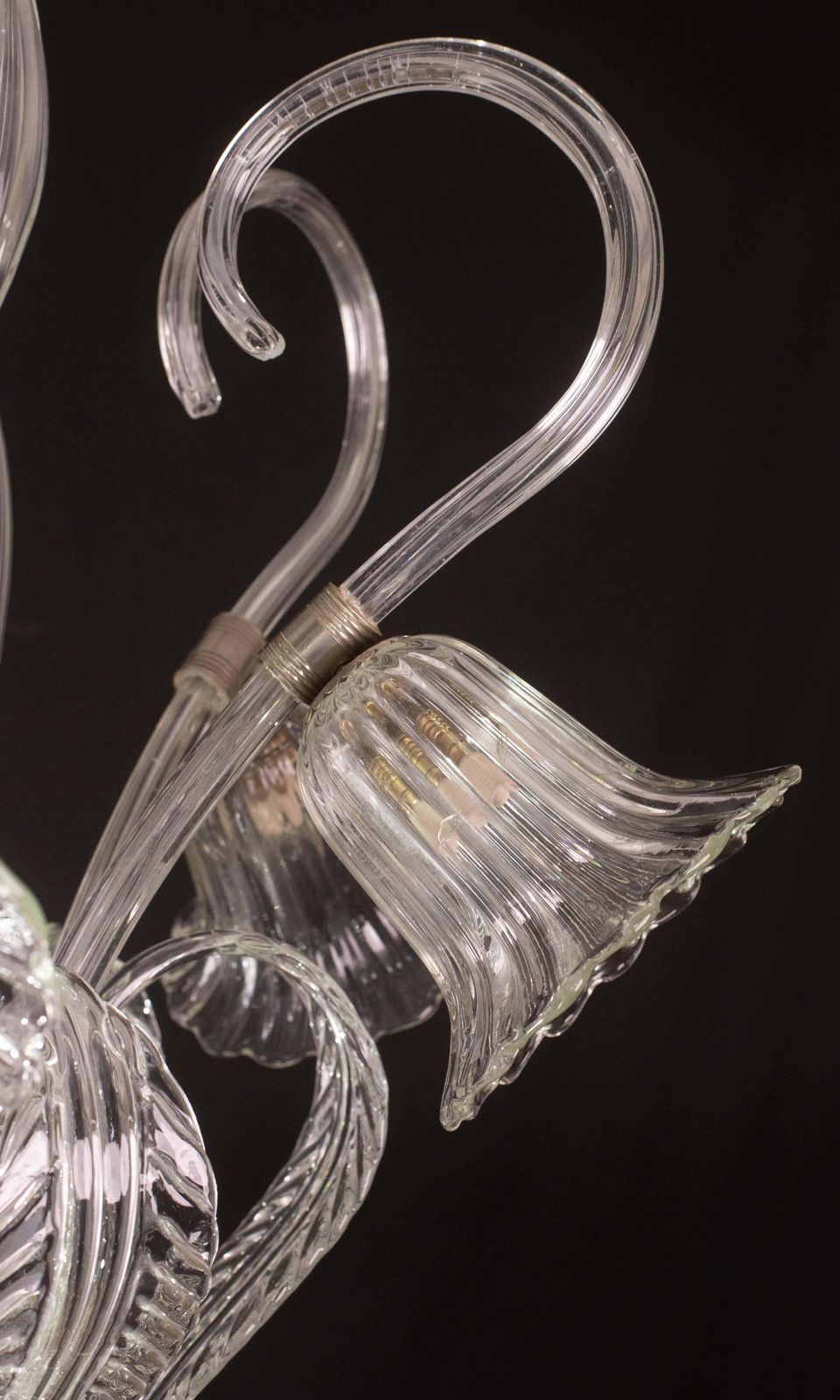 3489.0 Amazing 5 Light Art Deco Murano Glass And Brass Chrome Chandelier By Barovier photo