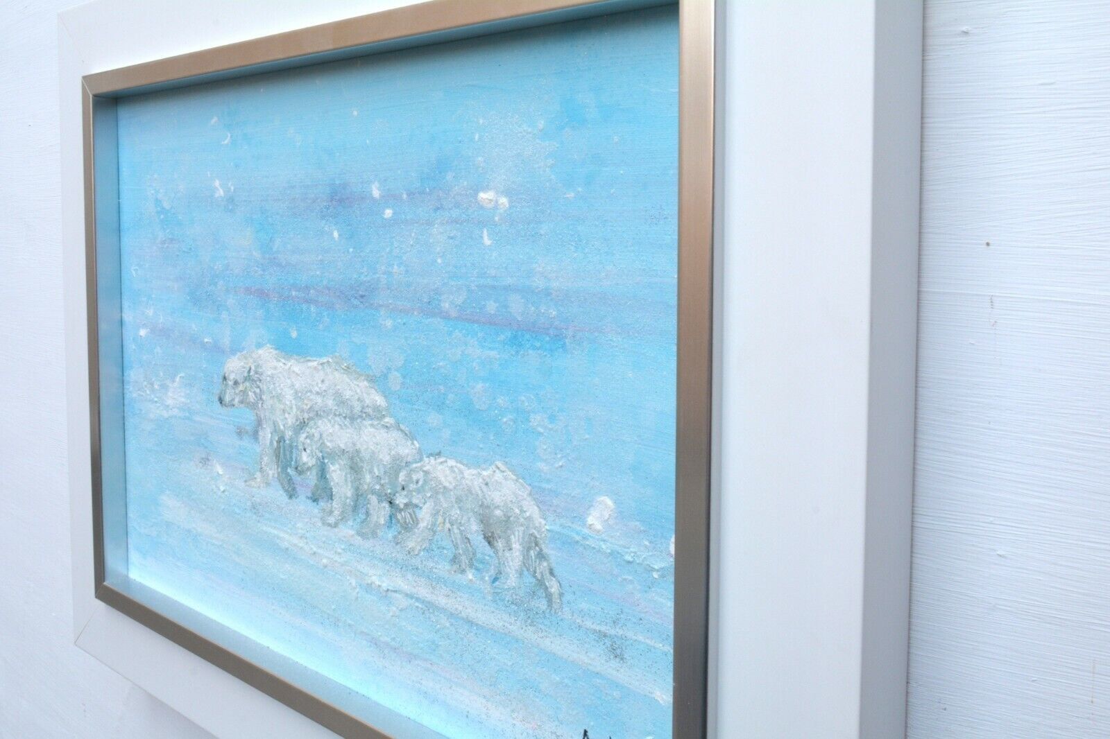 photo furniture Mother & Cubs Polar Bears  In The Arctic Original Framed Painting  Andi J Lucas